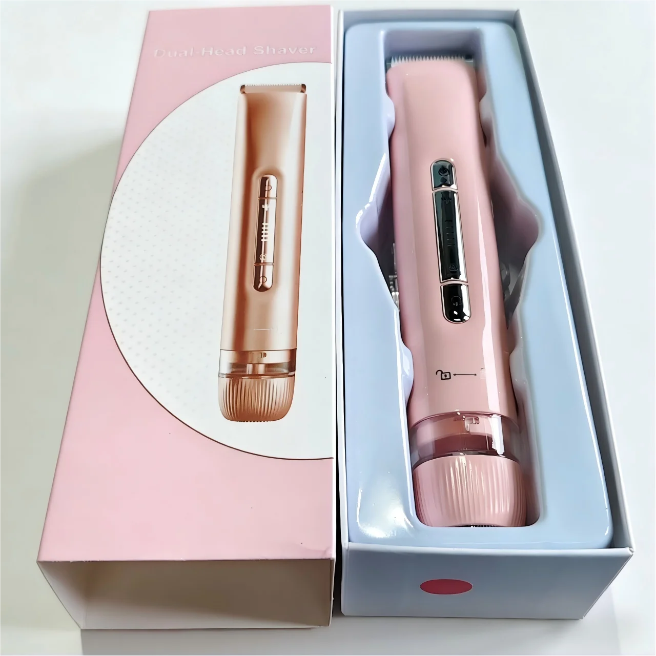 2 in 1 Electric Women Shaver Dual Head Bikini Trimmer Waterproof Wet Dry Use Facial Hair Remover for Underarm Leg Arm Body Face