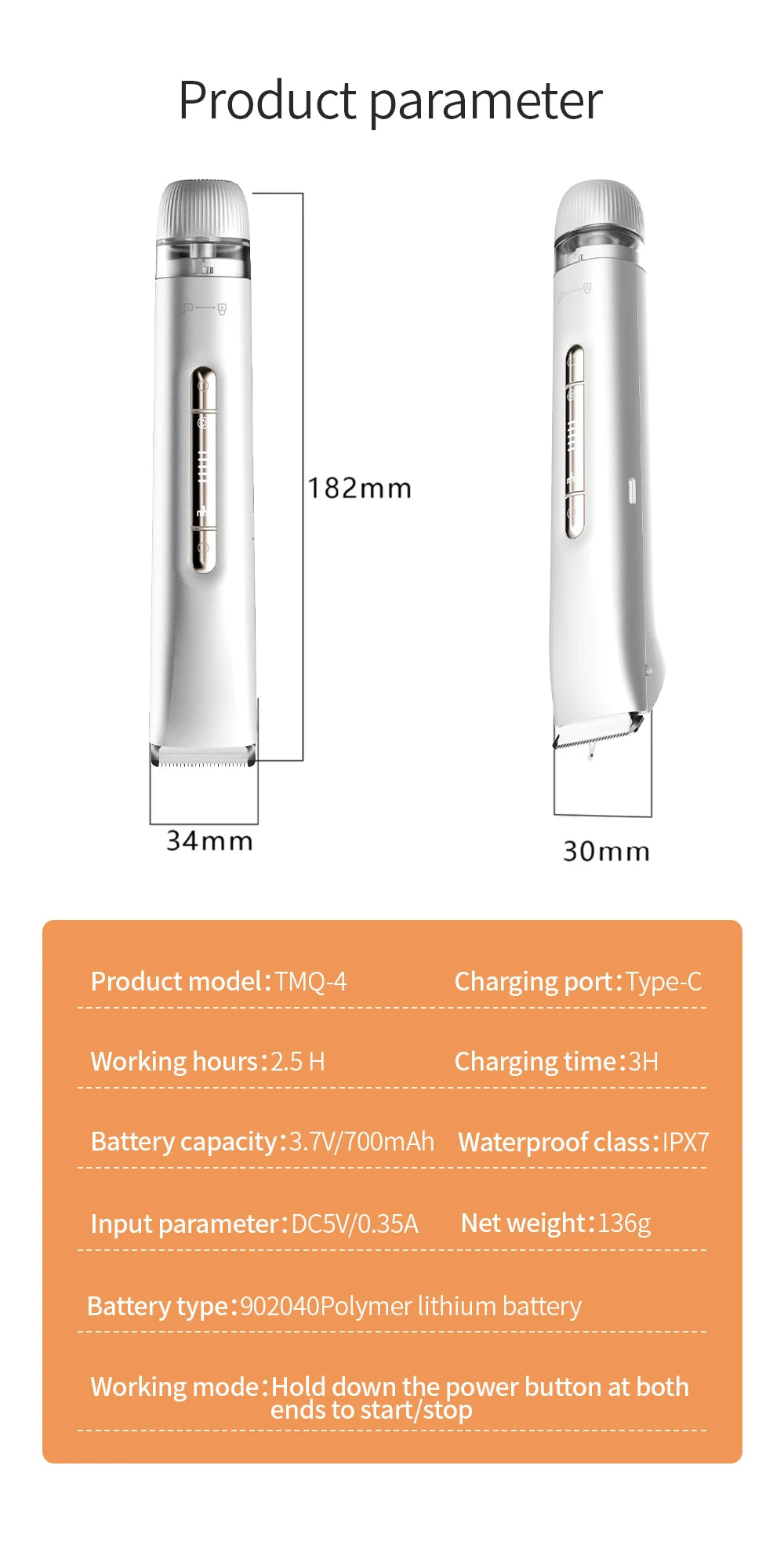 2 in 1 Electric Women Shaver Dual Head Bikini Trimmer Waterproof Wet Dry Use Facial Hair Remover for Underarm Leg Arm Body Face