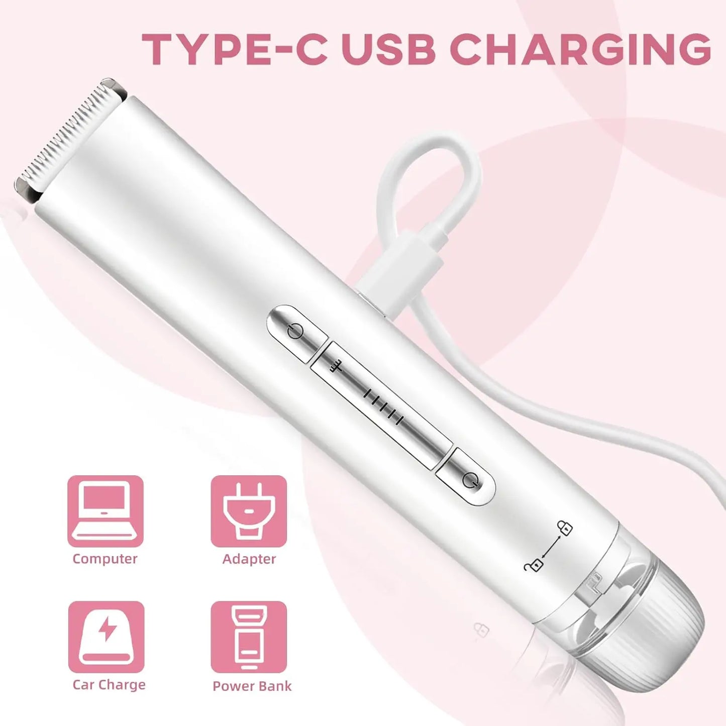 2 in 1 Electric Women Shaver Dual Head Bikini Trimmer Waterproof Wet Dry Use Facial Hair Remover for Underarm Leg Arm Body Face