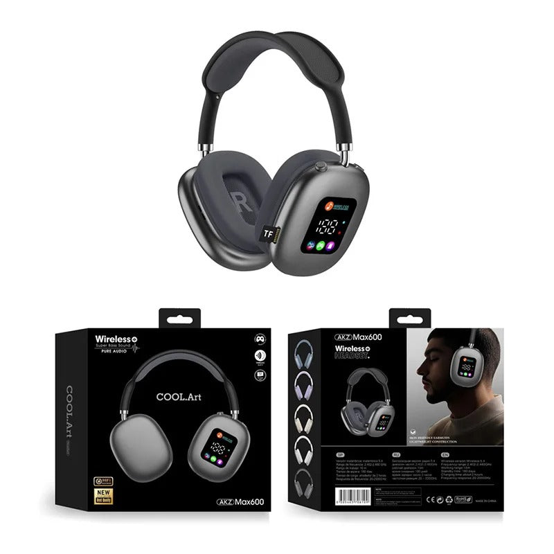 Wireless Bluetooth Headset with RGB Display Screen Card Reader Headset Long Battery life High-fidelity Earphones